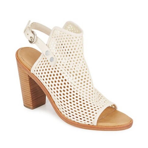 Rag & Bone Wyatt White Leather Perforated Block Heel Sandals Size: EU 38/US 8. - Picture 3 of 8